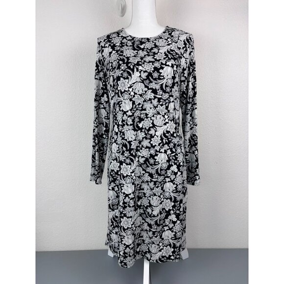 J. Jill women's small black and white long sleeve jersey knit shirt mini dress - Picture 1 of 7